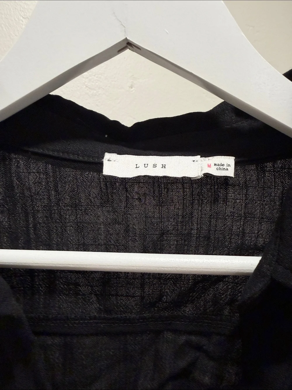 Lush Black Cropped Button-Down Shirt - Picture 2 of 3
